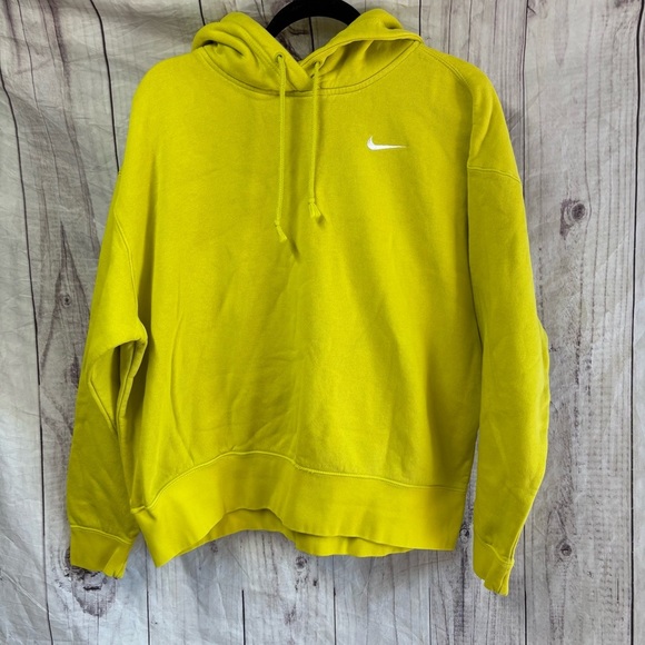 Nike Bright Yellow Embroidered Swoop Long Sleeve Hoodie Medium - Picture 1 of 7